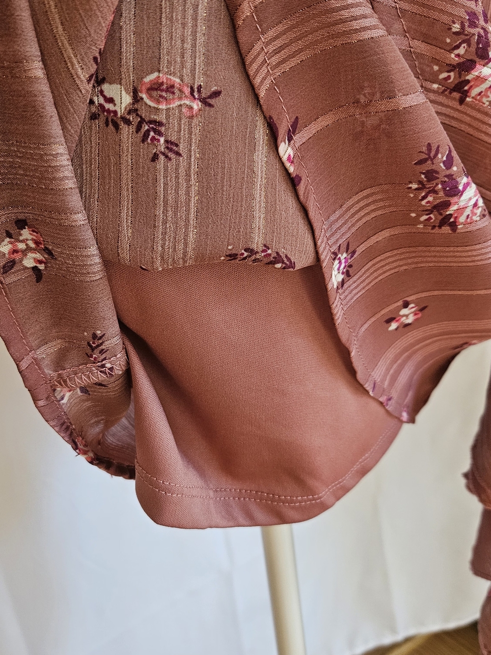 Altar'd State Mauve Floral Wrap Mini Dress Long Sleeve Cottagecore Size XS Lott - Picture 7 of 16